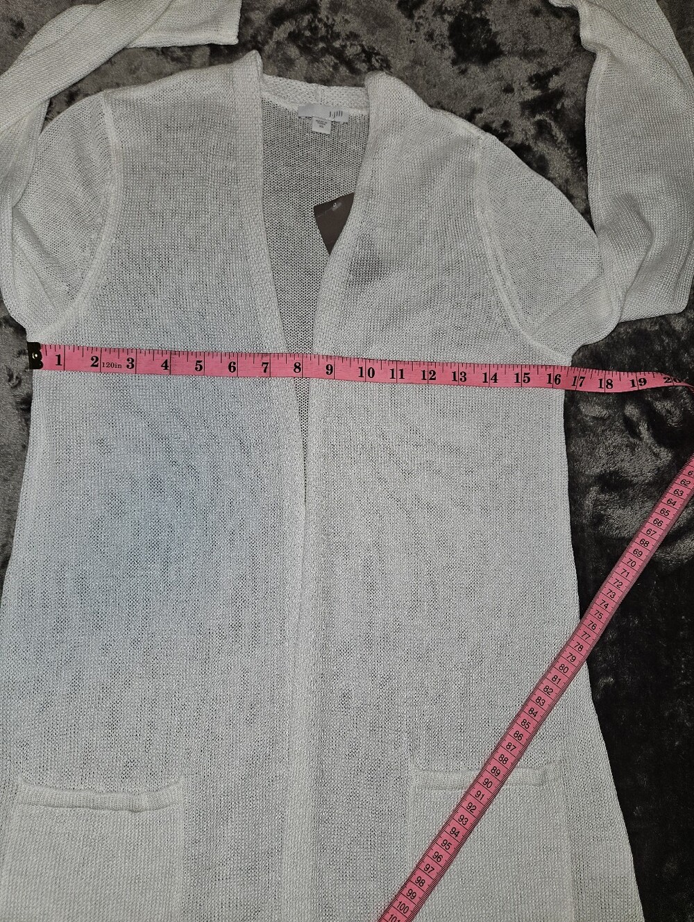 J. Jill White Open-Knit Open-Front Linen Blend Cardigan Duster XS Coastal Chic - Picture 3 of 10